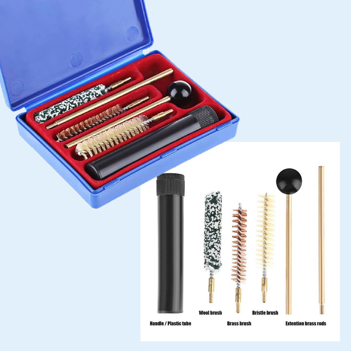 6 PCS Gun Cleaning Tools Kit Cal .38 .357 9mm 9x19mm 9x21mm Pistol Brass Mop Brush For P365 CZ-75 Etc Cleaner Brushes sets