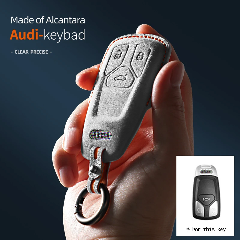 Suede leather car remote key box bag suitable for Audi A4 B9 A5 A6 8S 8W Q5 Q7 4M S4 S5 S7 TT RS car key shell accessories