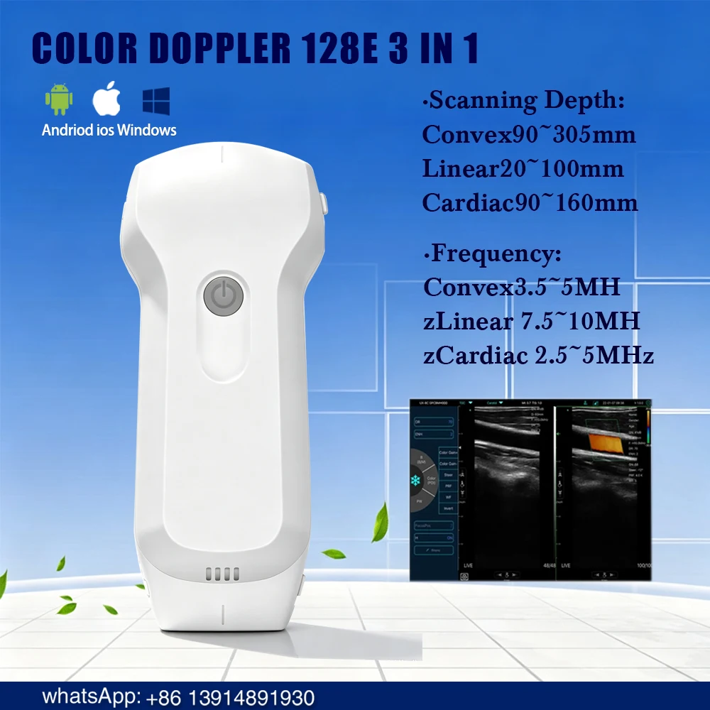 Real‑time Imaging Wireless Ultrasound Probe, 128 Electronic Array Elements 3in1 linear convex phased For Daily Scanning