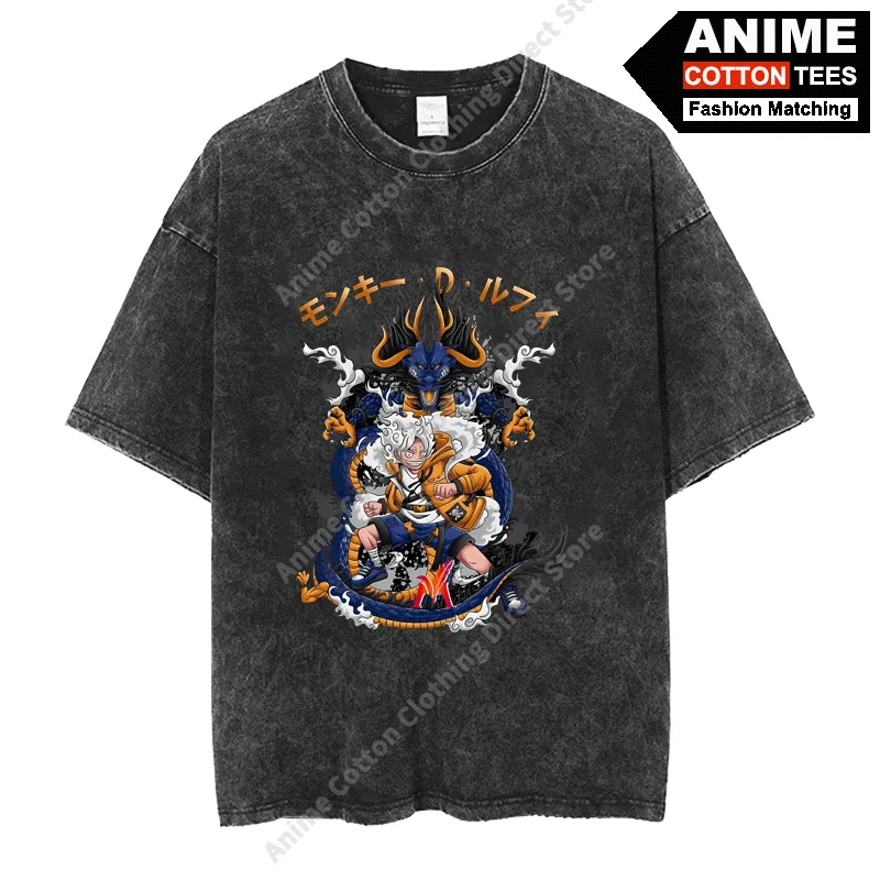 

Anime ONE PIECE - Monkey·D·Luffy Print T Shirt Harajuku Hip Hop Street Men Women Casual Short Sleeve Cotton Vintage Loose Tees