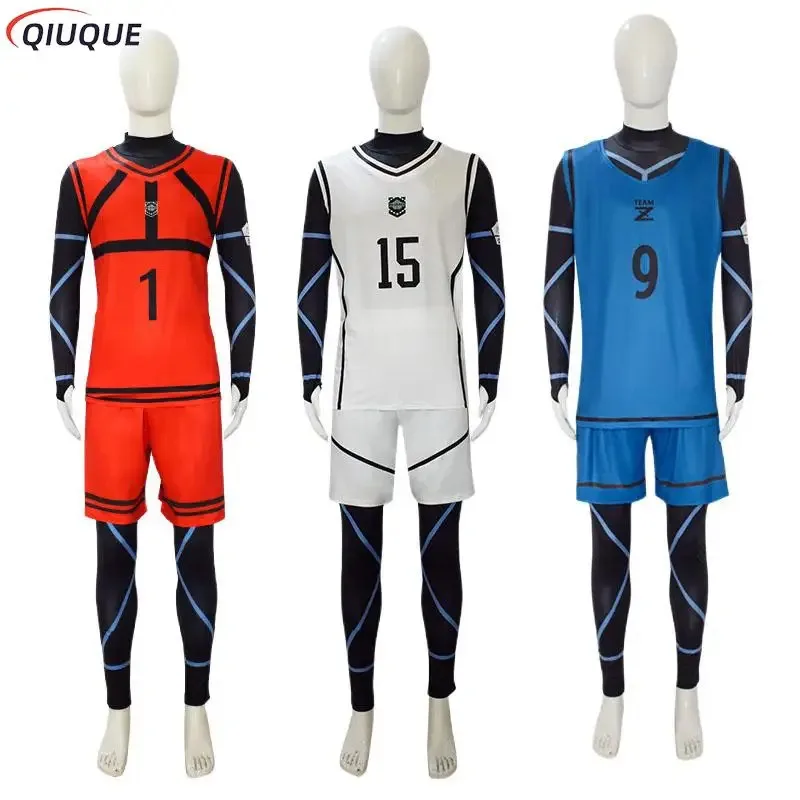 

XT8Anime Blue Lock Cosplay Costume Yoichi Isagi Kunigami Rensuke Meguru Bachira White Red Team Uniform Football Jersey SporXT6@!