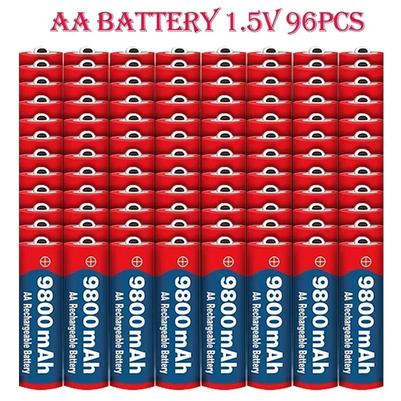 

AA battery 100% Original 2024 New High Quality 1.5V 9800mAh Rechargeable AA Battery for Led Light Toy Camera Microphone Battery