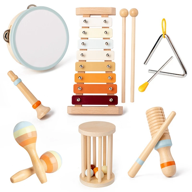 Instruments de musique en bois pour tout-petits, ensemble d'instruments PerSCH, jouet musical d'apprentissage précoce, 1-3