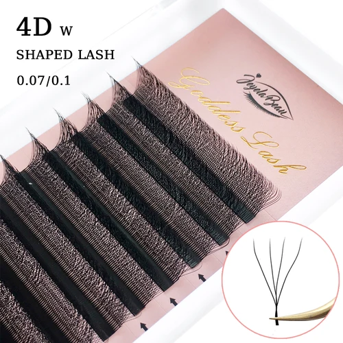 Pestañas en forma de diosa 4D W, extensiones de pestañas, pestañas individuales suaves naturales hechas a mano, volumen prefabricado, abanicos Cilios W