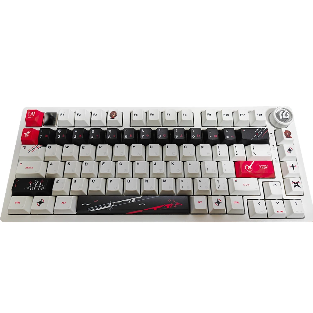 Giappone Anime Yukiaim Copritasti Wooting Keycap Tastiera meccanica Cherry Profilo Sublimazione della tintura Bianco Nero Cap 131 tasti