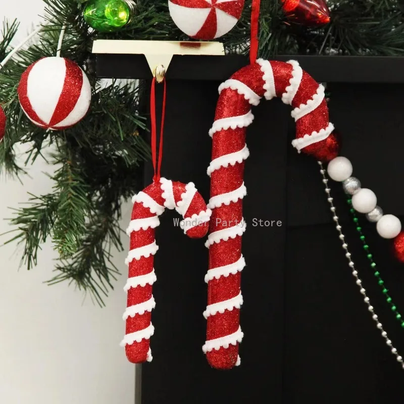 Christmas Candy Canes Hanging Ornaments Xmas Tree Lollipop White Red Pendants 2024 Christmas Decoration for Home New Year Noel