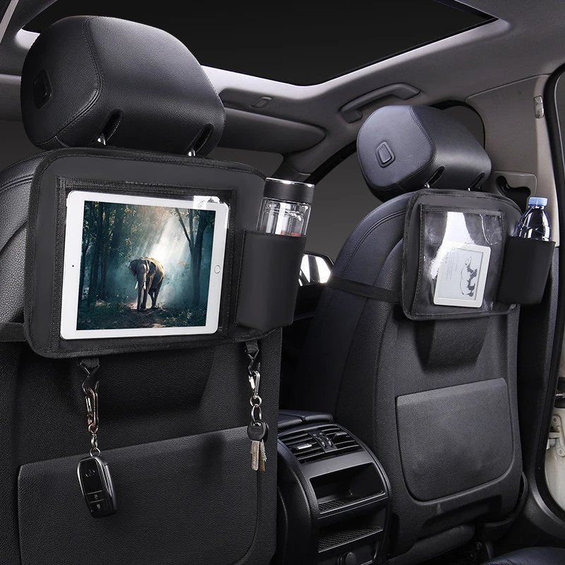 Car Backseat iPad Storage Hanging Bag Oxford Auto Seat Back Cup Holder With Hooks Phone Holder Portable DVD Player Holder