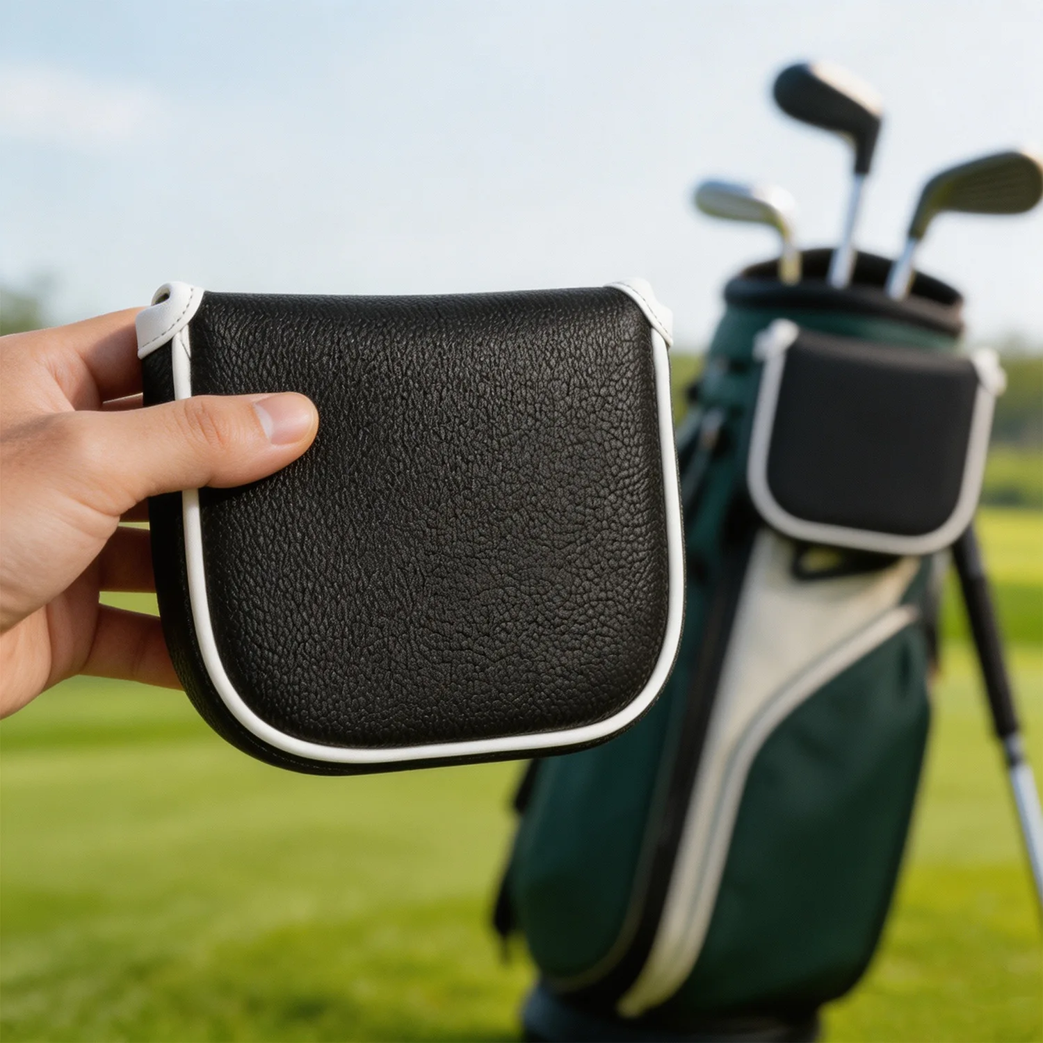 1pc Black Golf Leather Mallet Putter Headcover Head Cover Protector Case for DF3 Center Shaft Putters Magnetic Closure