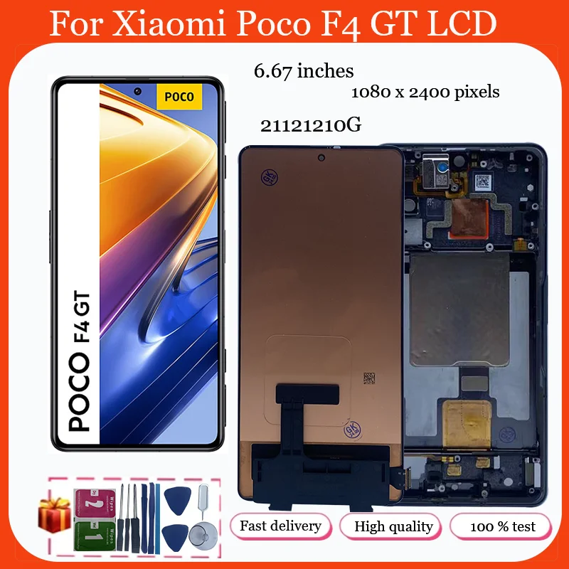 

6,67 "Оригинальный Новый ЖК-дисплей для Xiaomi Poco F4 GT, дигитайзер сенсорного экрана в сборе, сменный экран для Poco F4GT 21121210G