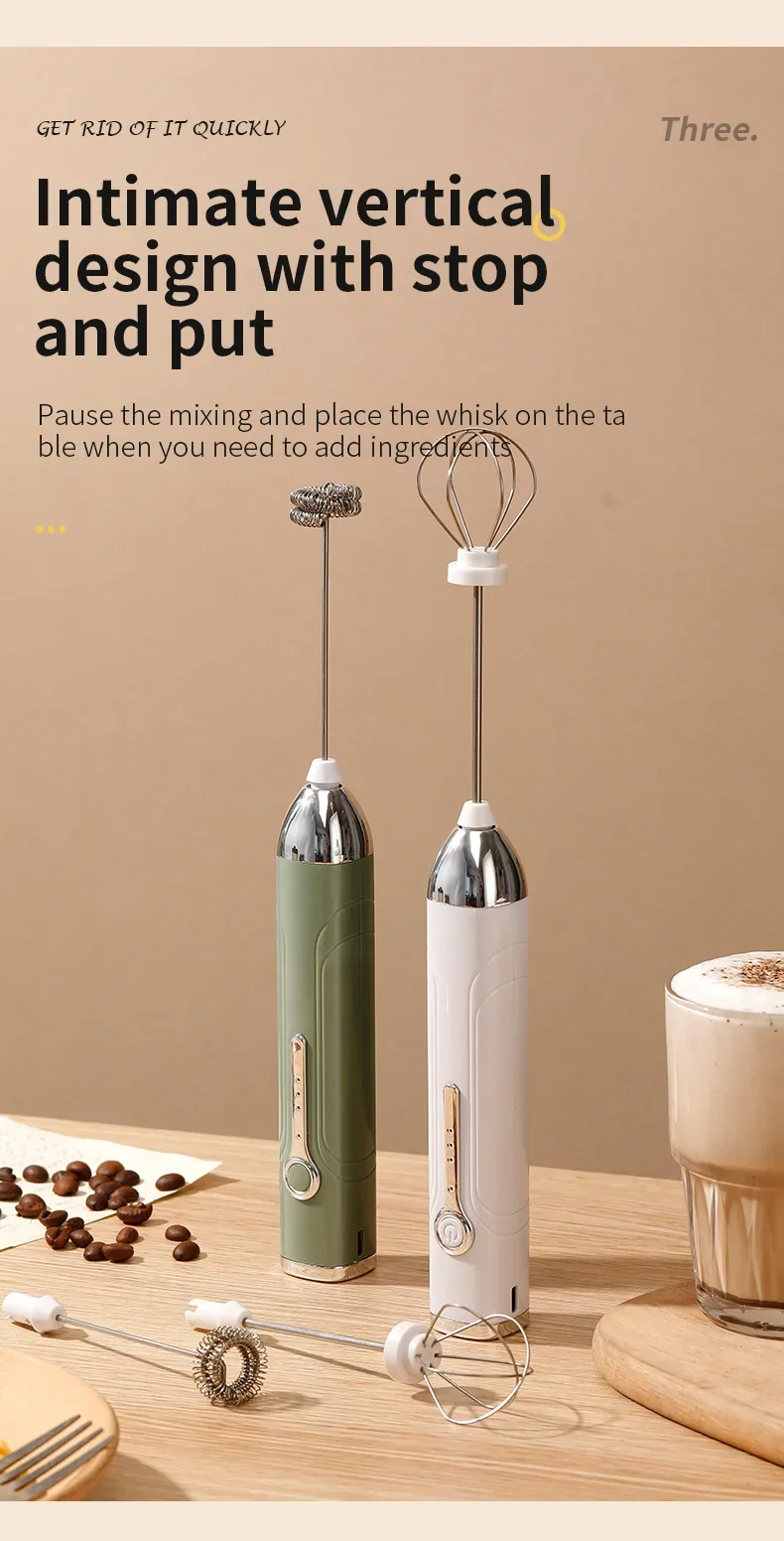 Drahtlose Typ-C Wiederaufladbare 3-geschwindigkeit Mini Handheld Milchaufschäumer Kaffeeaufschäumer Tragbare Küche Kochen Werkzeuge Schneebesen schaum Mixer – Detail 12