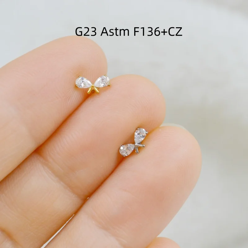 

10pcs Body Jewelry 16G G23 Titanium CZ New Lip Labret Bar Ear Helix Tragus Rook Barbells Stud Body Piercing Jewelry