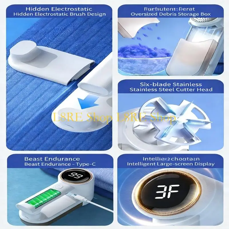 L8RE Rechargeable Fabric Shavers Lint Remover Plastic Texture for Sweater Clothing