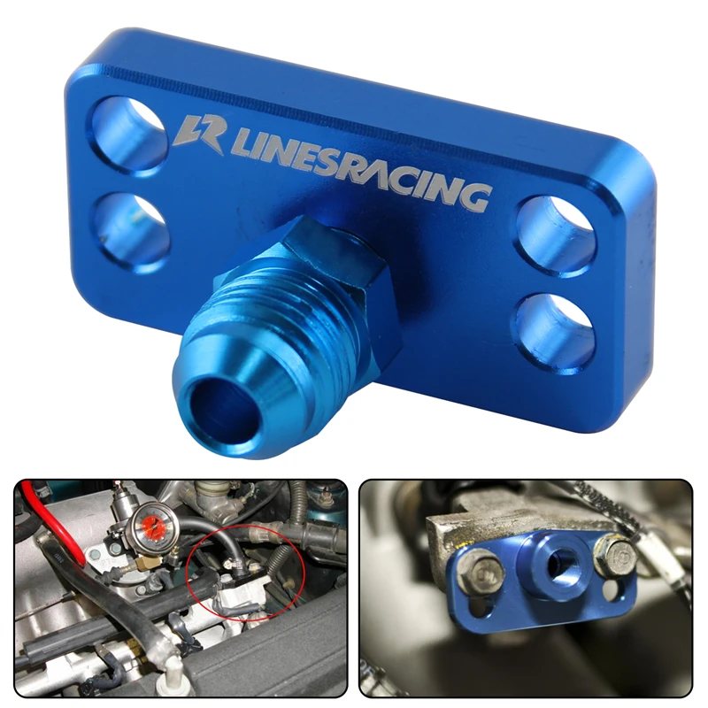 Fuel Rail Adapter w/AN6 Tail For Honda Civic B16A B16B Integra B18C D15 D16 DC5 Black / Blue