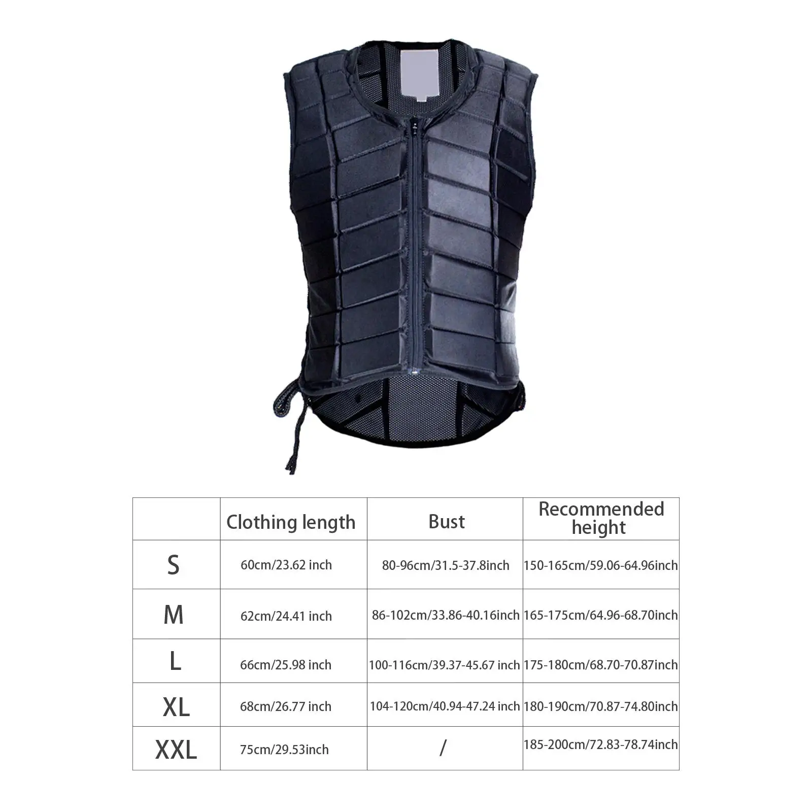 Paardrijvest, Rits Volwassenen Comfortabel Schokabsorptie Paardensportvest Lichtgewicht, Zwart