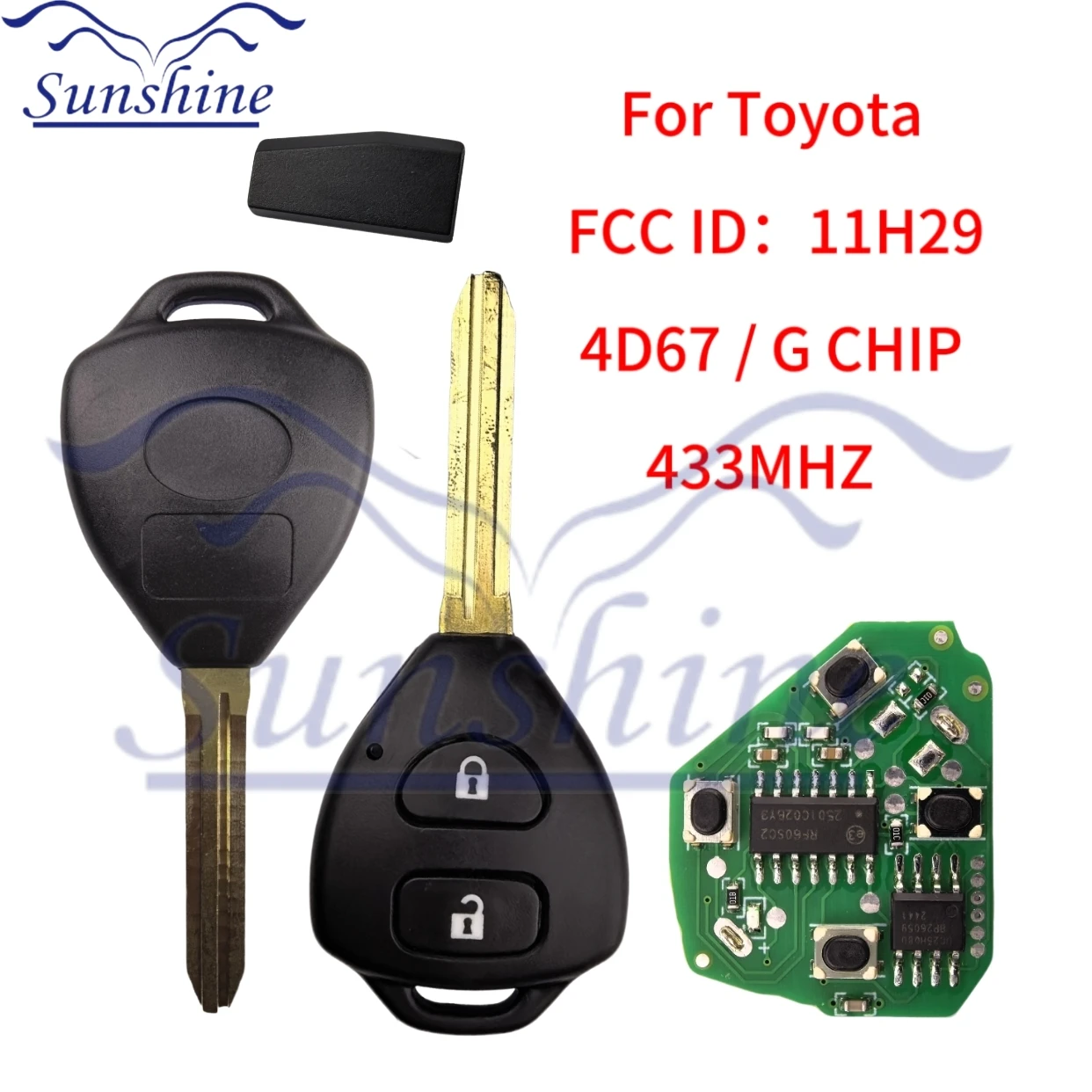 

Sunshine For Toyota RAV4 Corolla Europe 2006 2007 2008 2009 2010 2 Buttons Smart Remote Car Key Fob 433Mhz ID67 Chip 11H29