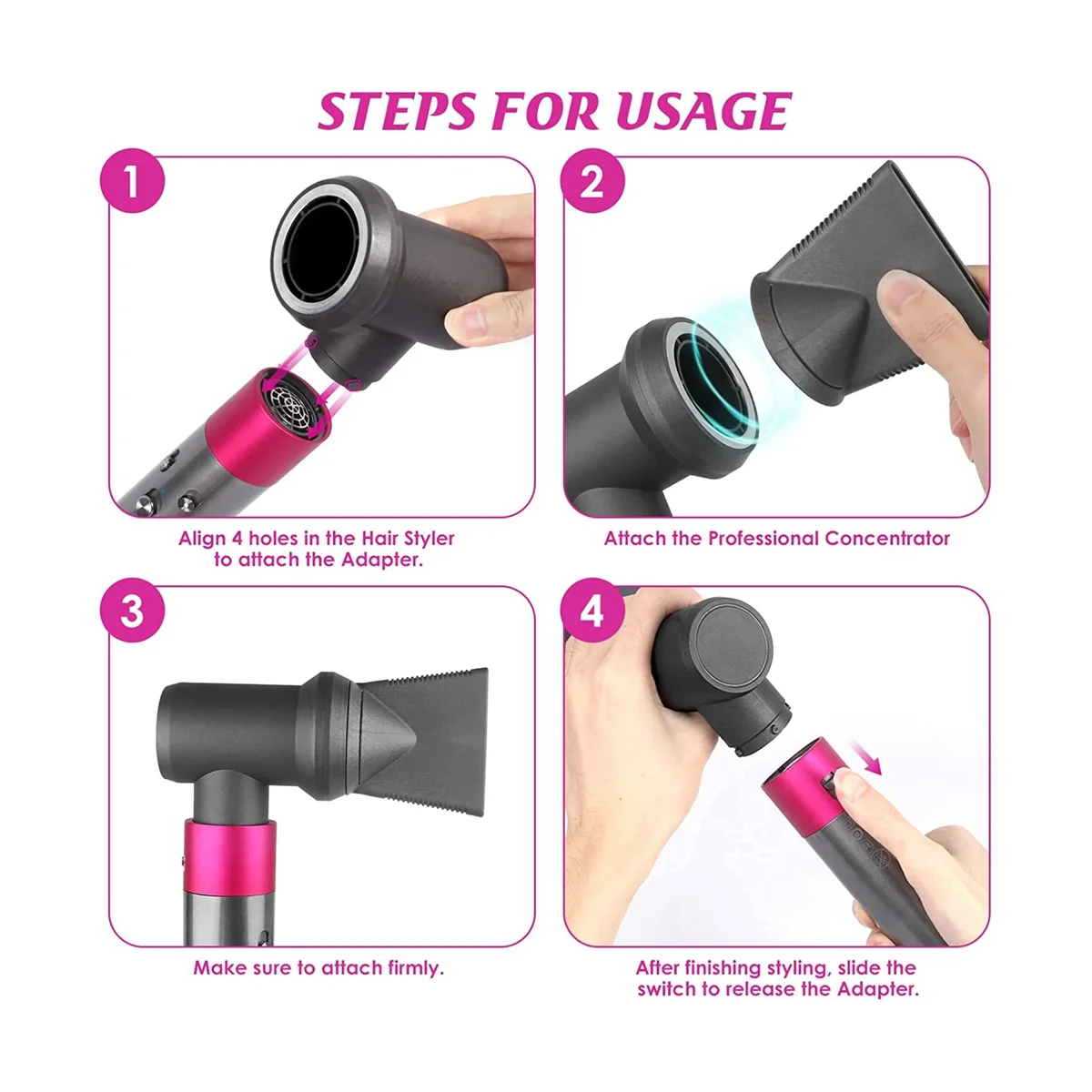 Professional Concentrator and Adapter Kit for Dyson Airwrap Styler, for Curling Iron Converting to Hair Dryer