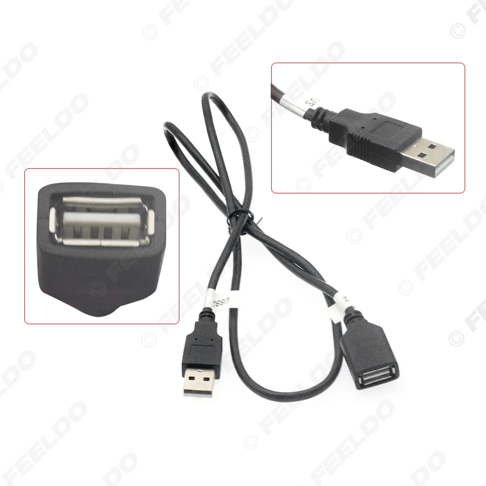 80cm Car Audio Vedio Input Media Data USB 2.0 Plug Wire USB Adapter For Universal Car Models Cable Adapter