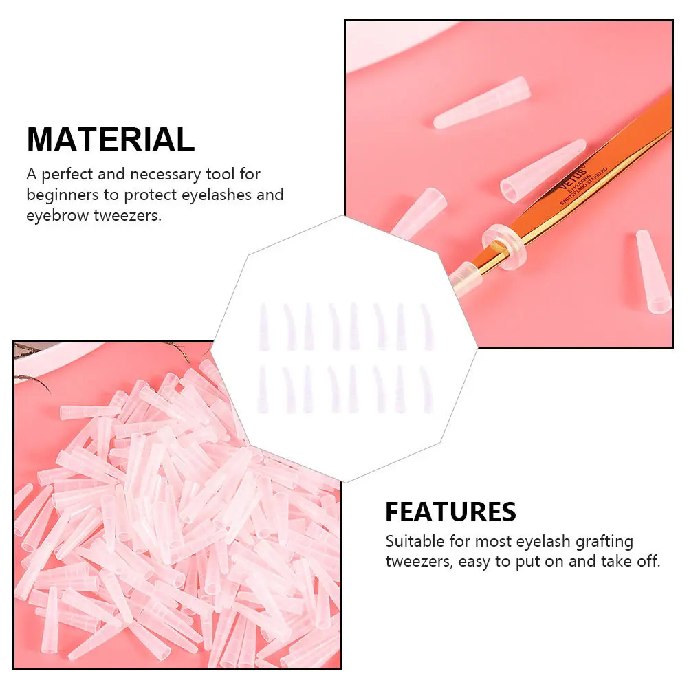 1Set Eyelash Grafting Tweezers Caps Sleeves Protective Covers Non-Slip Dustproof for Travel Professional Beauty Use