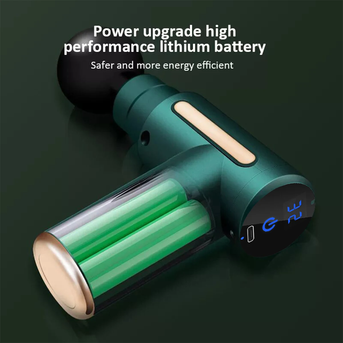 مسدس تدليك اللفافة القابل لإعادة الشحن، شاشة LCD، 32 إعدادًا للسرعة، خفيف الوزن ومحمول، يأتي مع 4 مدلك قابل للتبديل