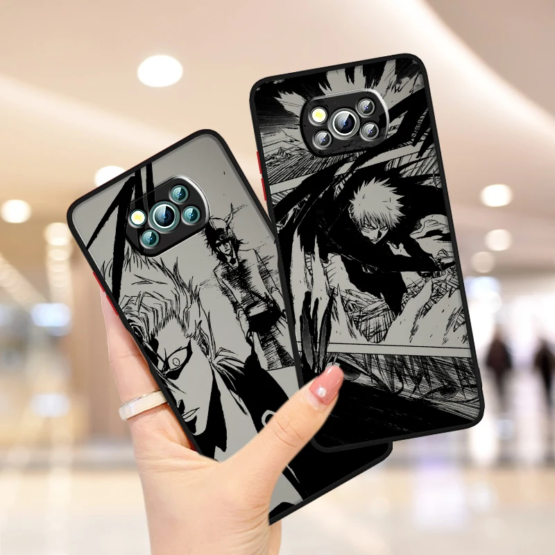 Japanese BLEACH Anime Art Frosted Translucent For Xiaomi Mi Poco X5 X4 X3 M6 M5S M5 M4 M3 F5 F4 F3 GT Pro 5G TPU Phone Case