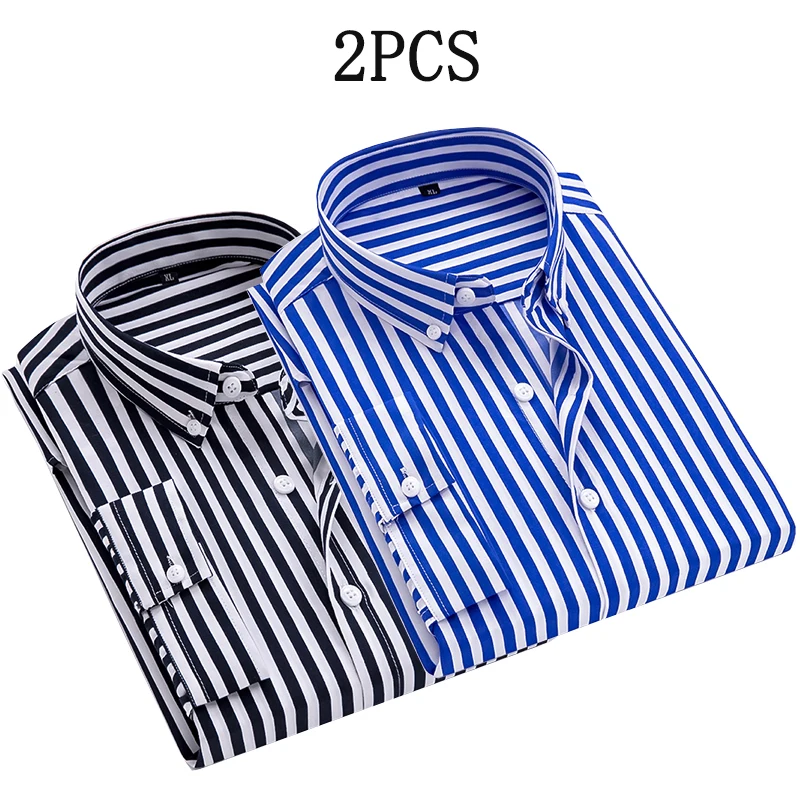 

TRAF Stylish 2 - Piece Men's Striped Dress Shirts Modern Striped Design Premium Cotton Blend a Must - Have for a Polished Look