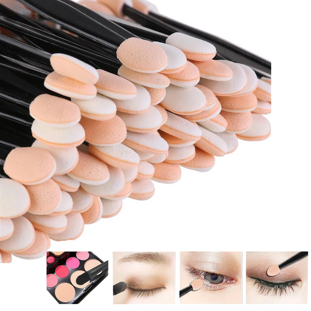 Pinceles desechables para sombra de ojos, herramienta de maquillaje de belleza, reutilizable, palo de esponja de doble cara, accesorios aplicadores portátiles, 5/30/50/100 piezas