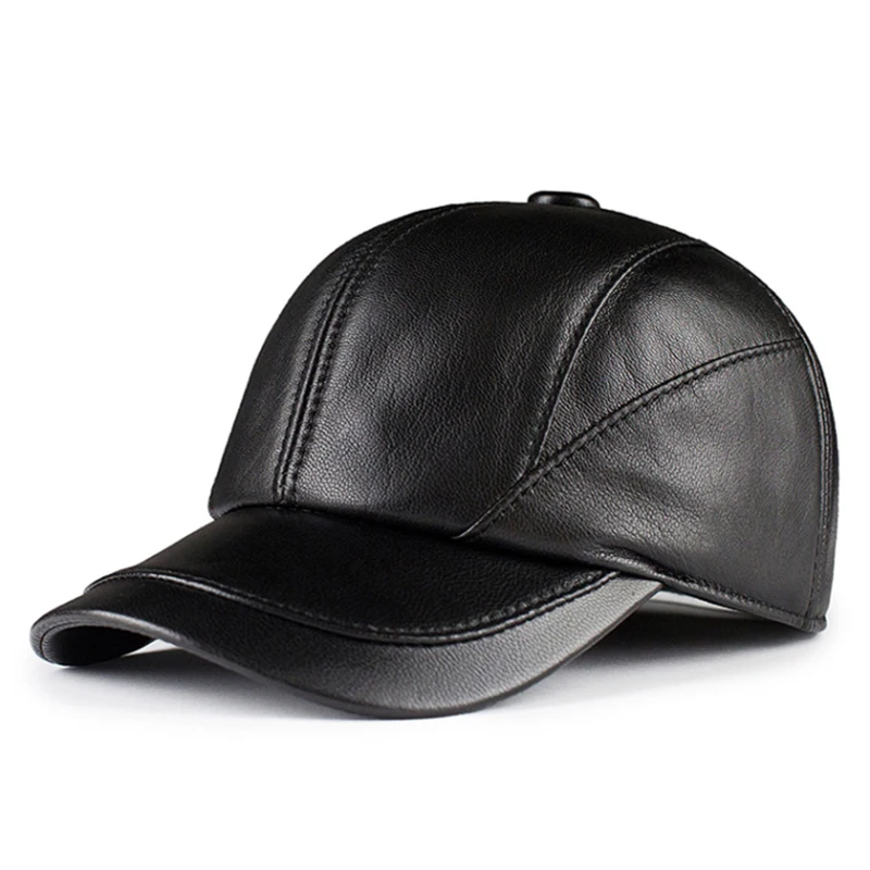 

2023 Genuine Leather Baseball Caps For Men/Women Youth Locomotive Hip-Pop Bone Leisure Hat Sheepskin Adjustable Black/Brown