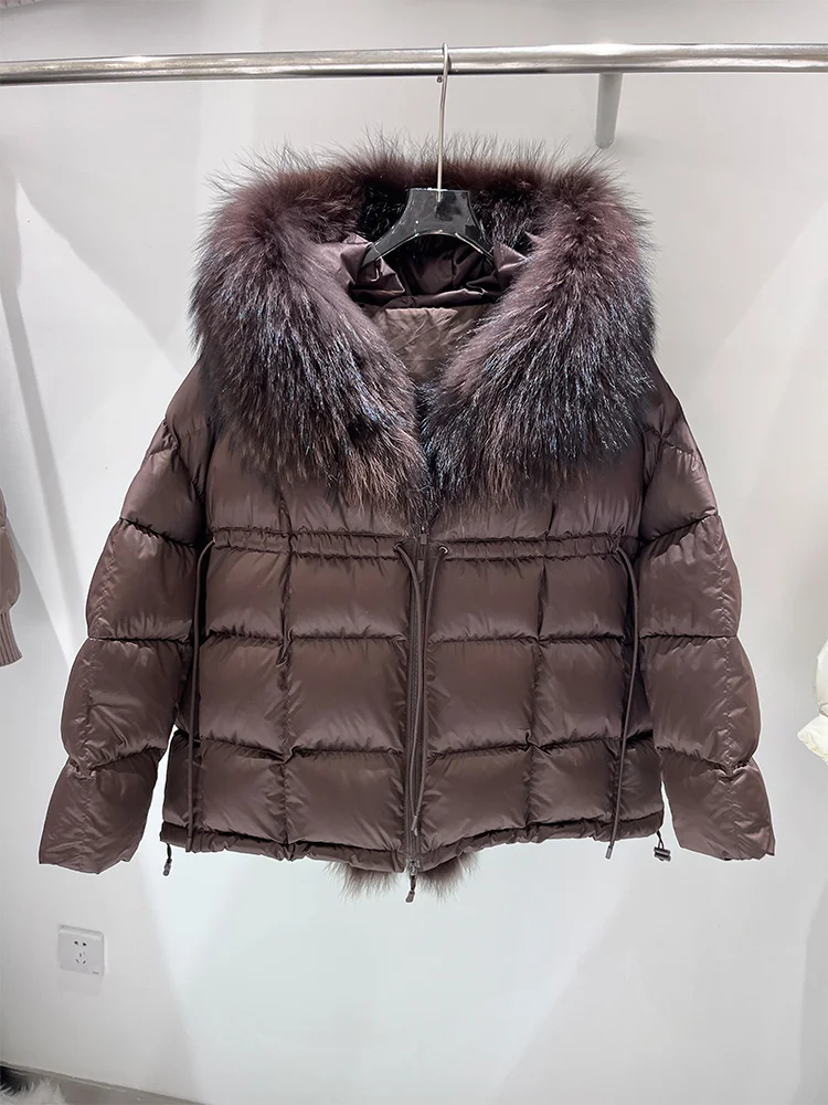 2025 moda feminina casacos de penas de ganso natural gola de pele de raposa real grosso quente casaco de inverno feminino outwear puffer jaquetas venda quente