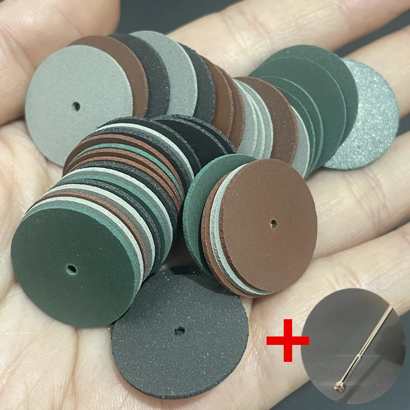 50Pcs 22*1mm +1 Mandrel Dremel Rubber Polishing Wheel For Metal Dental Jewelry Mini Drill Die Grinder Rotary Tools