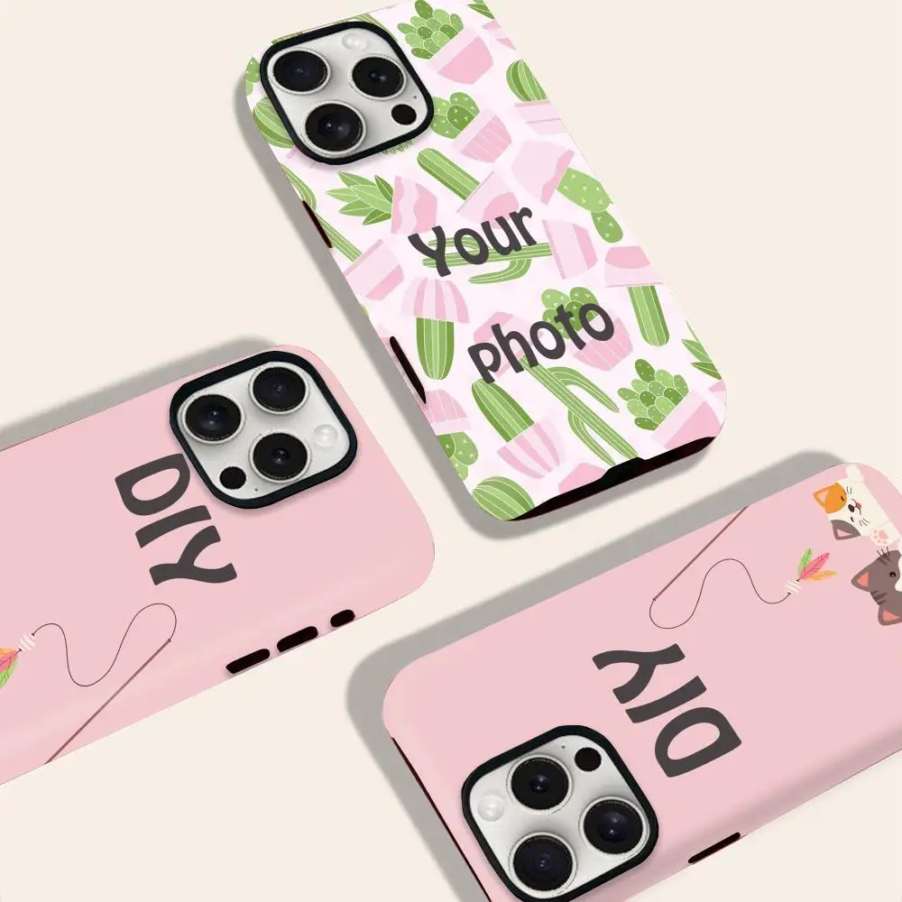 

Private Customization DIY Phone Case INS For IPhone 16 15 14 13 12 11 Pro Max Plus Luxury Magnetic Double-layer Back Cover