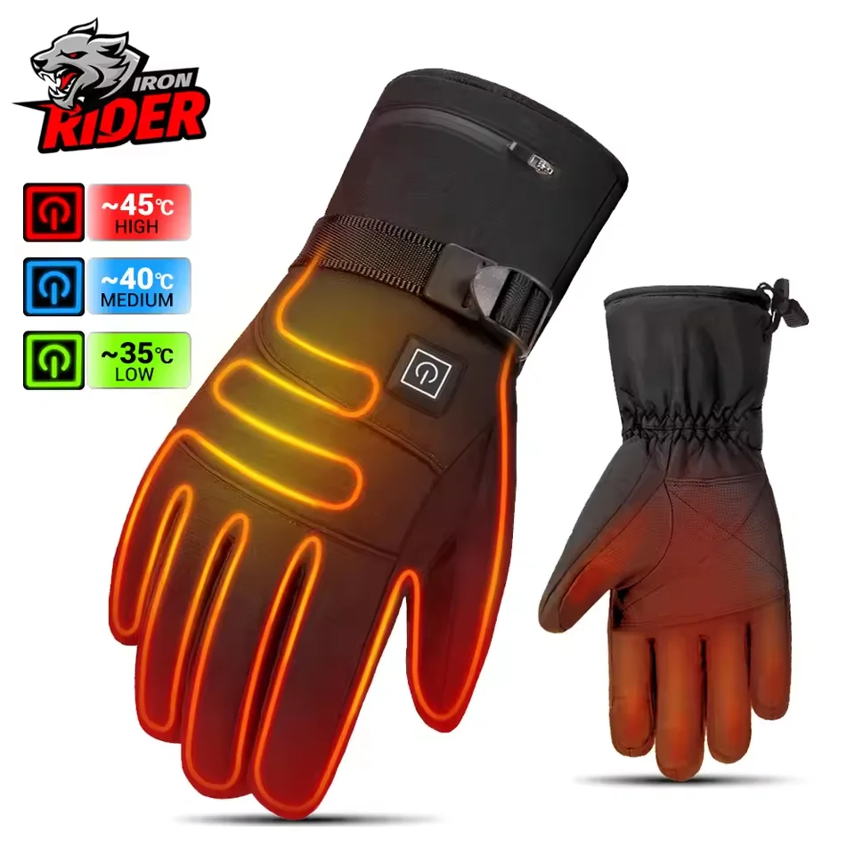 

Rechargeable Heating Gloves 3 Temperature Levels Waterproof Thermal Touchscreen Gloves Hand Warmer for Outdoor Motorcycle Skiing