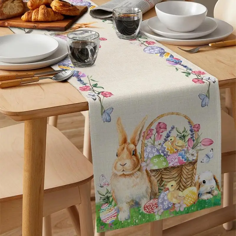 Easter Rectangular Tablecloth Spring Eggs Rabbit Tablecloth Used for Wedding Party Picnic Dinner Decorations Mantel