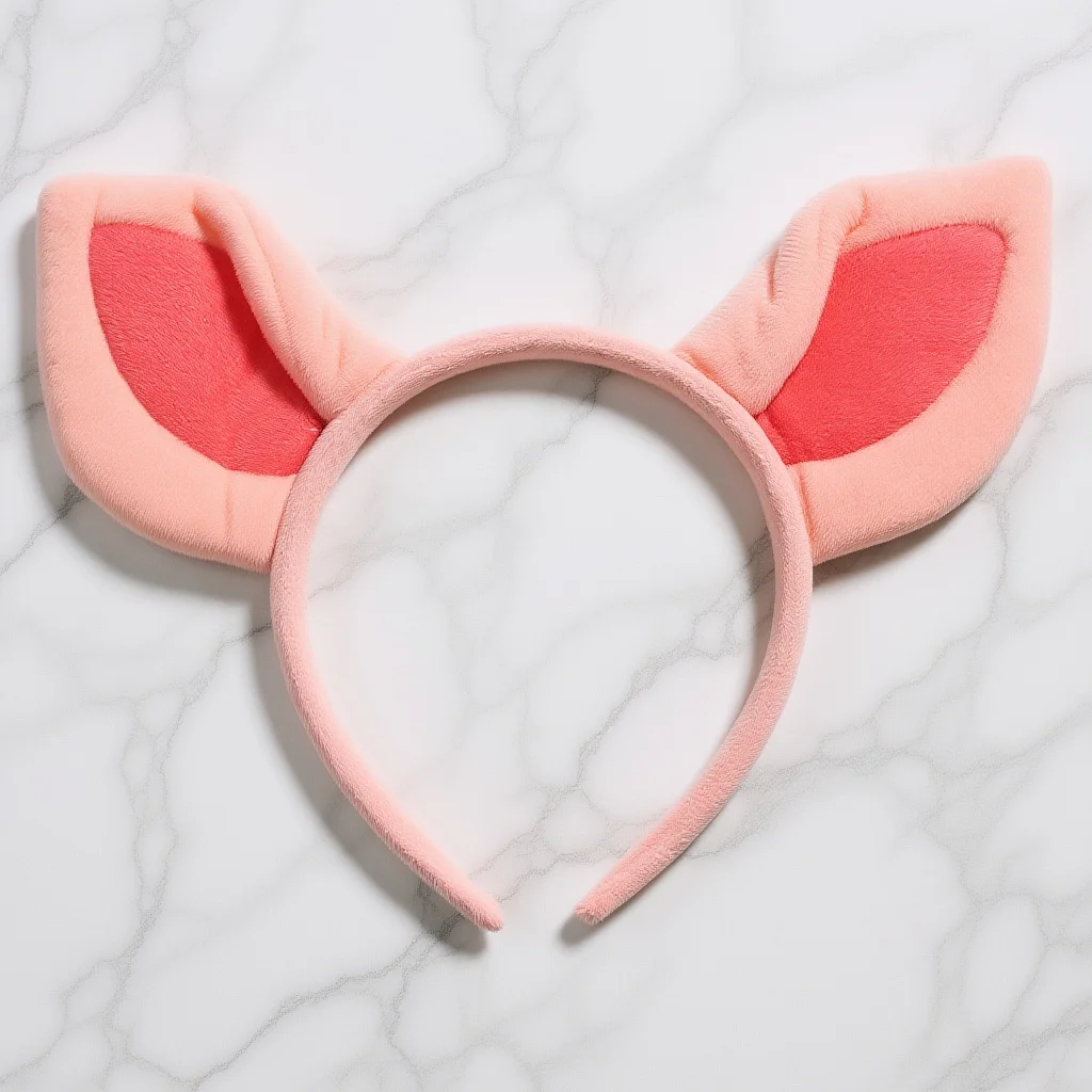 

Pink Puppy Ear Headband One Size Fits Most Elastic Animal Ears for Halloween Party Dance Festival Accessory Pig Ear Headband