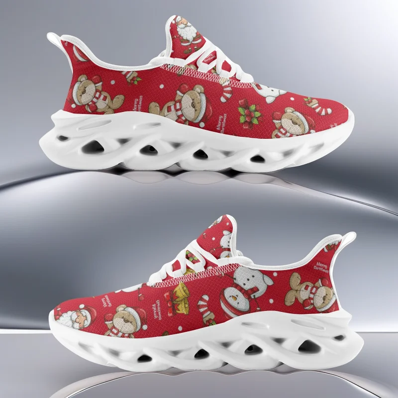 أحذية رياضية كاجوال مخصصة لجو عيد الميلاد الحمراء للرجال والنساء، أحذية جري خفيفة الوزن وجيدة التهوية