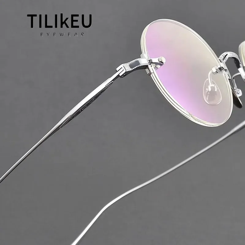 

New Ultra-Light Pure Titanium Round Rimless Eyeglasses Frames Men Women Minimalist Frameless Optical Prescription Glasses Frames