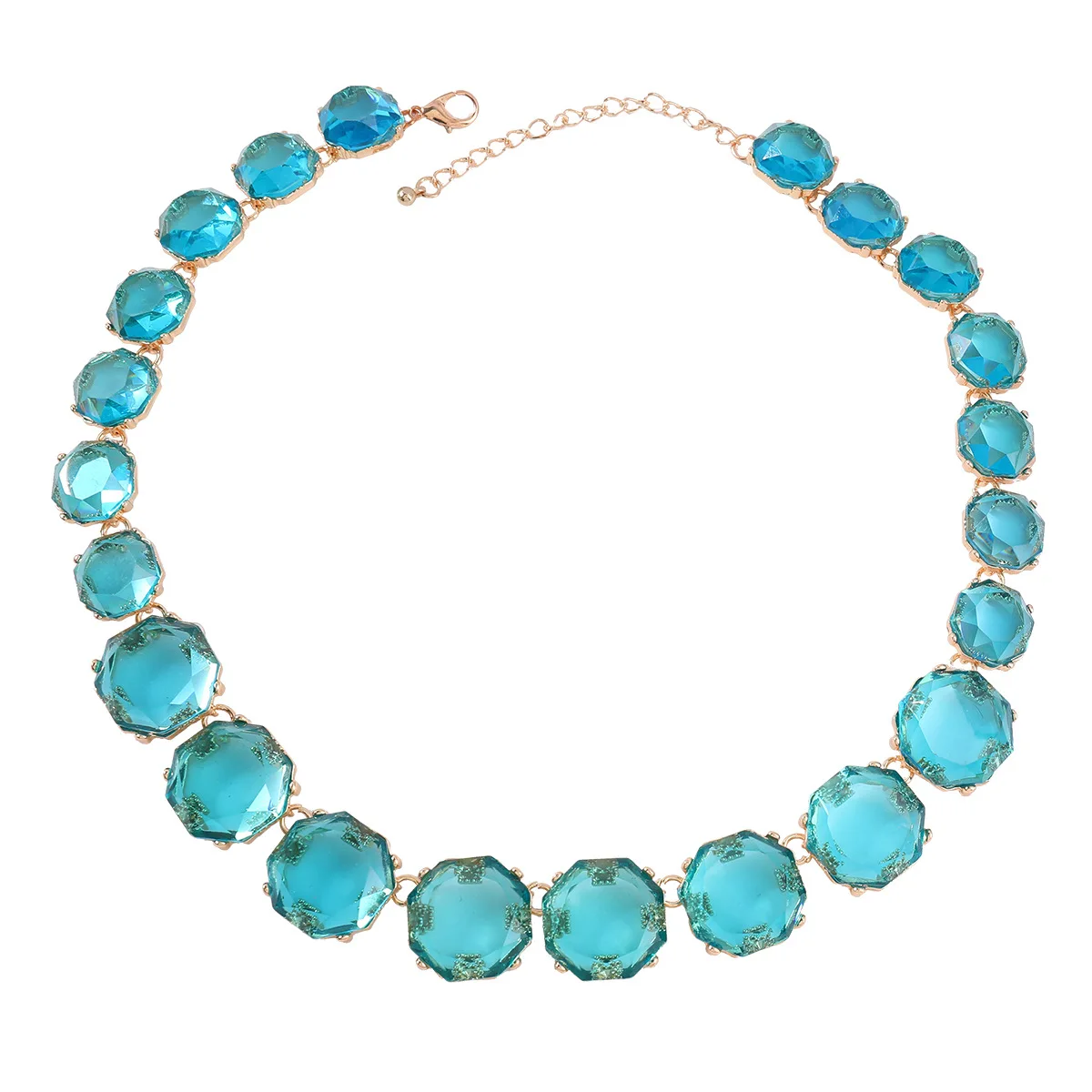 Boho Statement Big Colorful Acrylic Resin Stone Chunky Chain Necklace for Women Choker Accessories