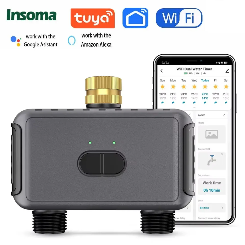 Automatische Wasser Timer Wifi Direkt Garten Bewässerung Bewässerung System Dual Schlauch Fernbedienung Sprinkler Programmierer für Hof Rasen
