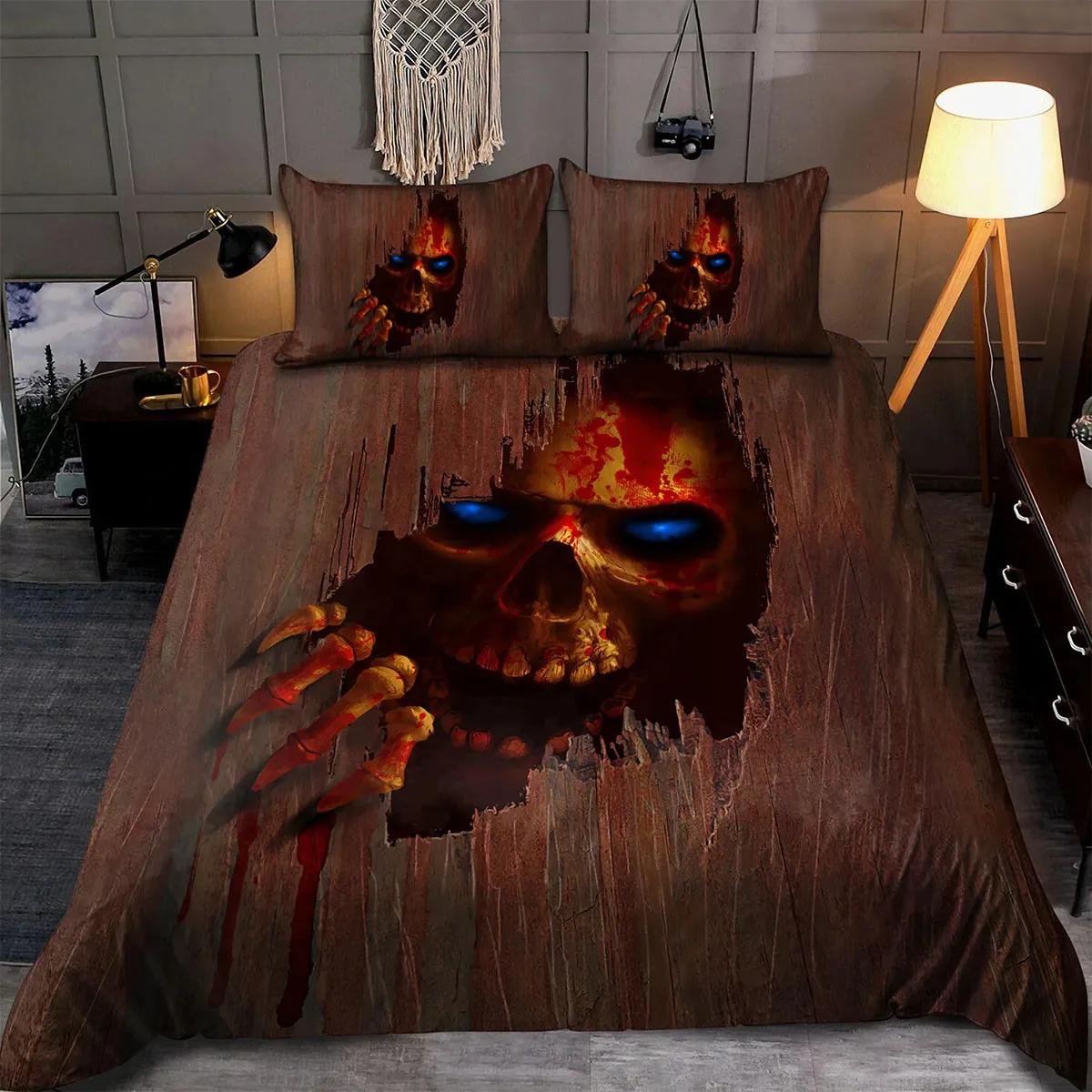 3D Horror Skull Cat Bedding Set 3 Piece Quilt Cover Pillow Case Cartoon Quilt Luxury Bedding Set Children and Adult Bedding