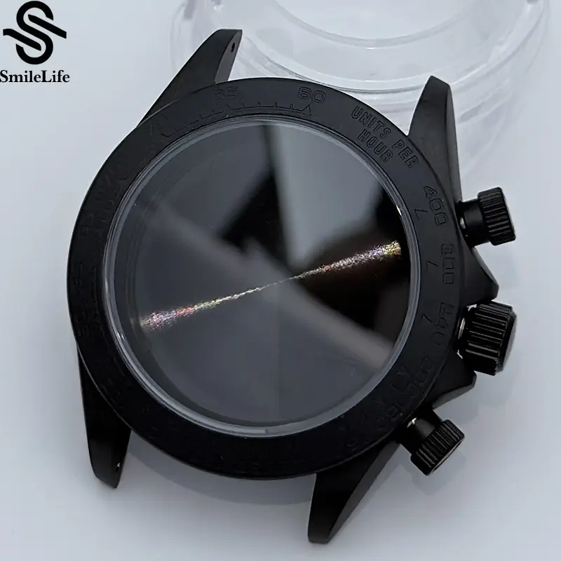 SmileLife 39mm VK63 Silver/Black/Gold Watch Case Sapphire Glass Ceramic/Steel Bezel Fit VK63 Quartz Movement Watch Accessories - Image 13