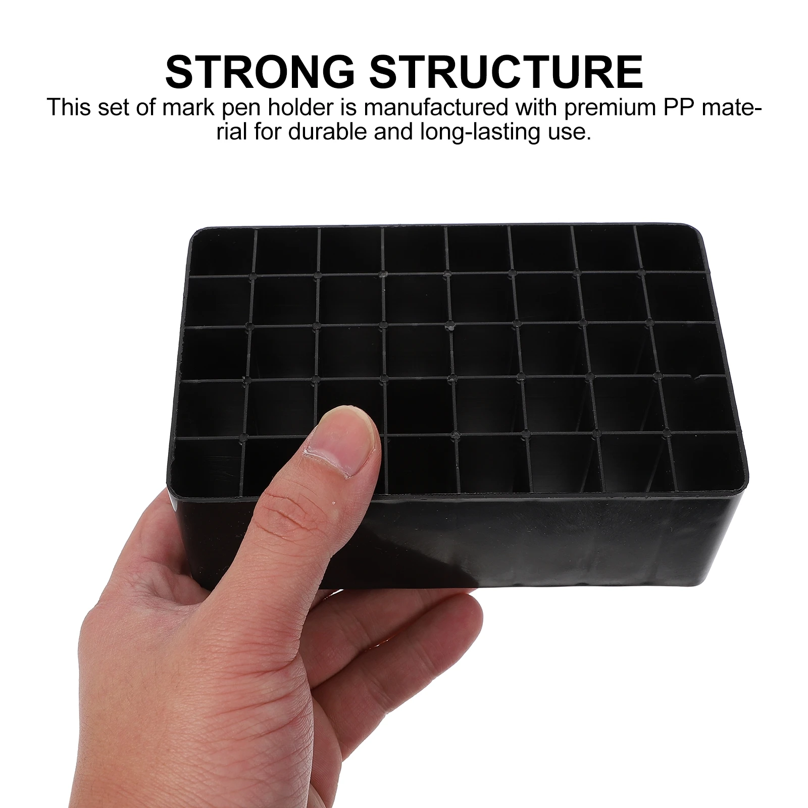 

4pcs Pen Box 40 Holes Plastic Desk Organizer Stationery Storage Holder For Mark Pens Pencil Container Pp Material Solid Color