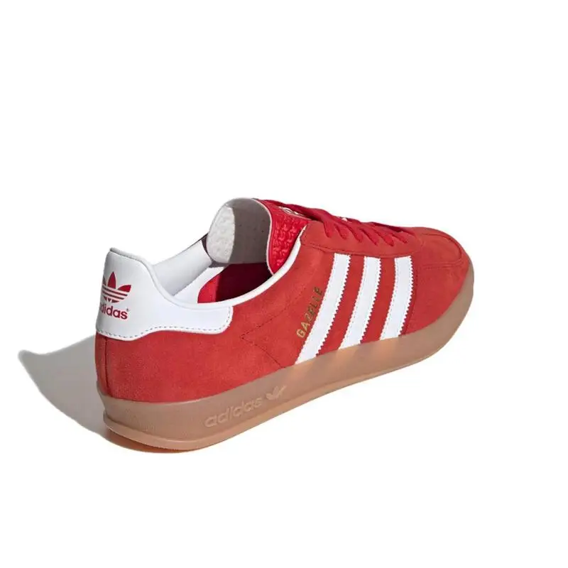 Adidas Originals Gazelle Indoor Comfort, Anti Slip, Wear Resistant Training Shoes for Men and Women, Orange and White