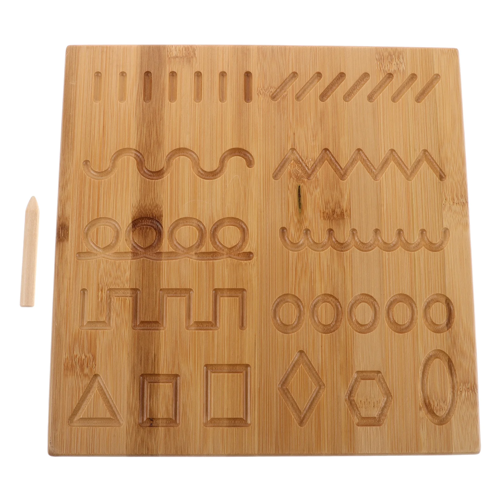 Bamboo Practice Board Double-Sided Grooved Writing Book Material Handwriting Tracing Tool Preschool Learning Aid Number