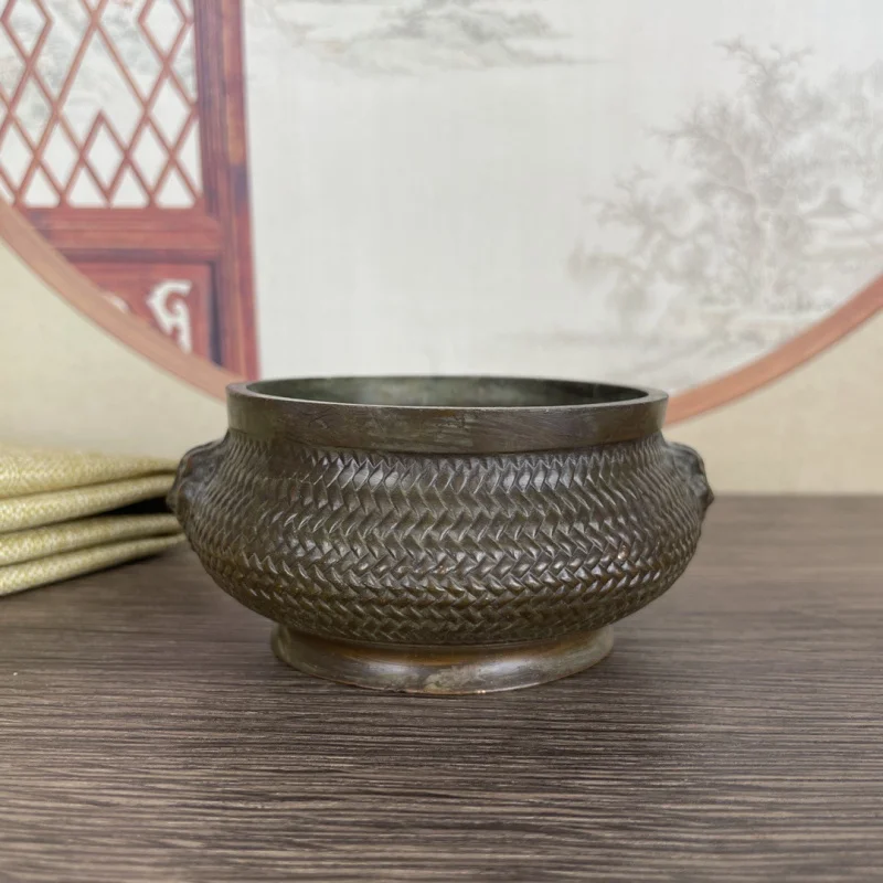 Double-Eared Lion Braided Stove Home Office Incense Burner Aromatherapy Incense Tray Ornament Incense Holder Round Bottom Incens