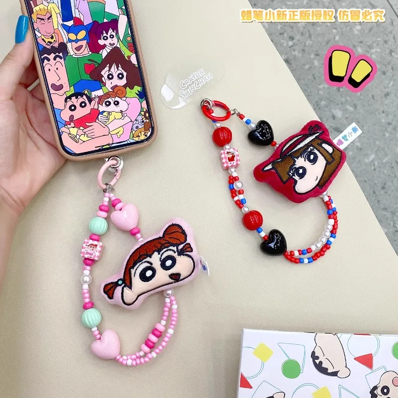 Kawaii الكرتون تلوين شين تشان المفاتيح سلسلة شخصية الهاتف المحمول سلسلة من الخرز سيارة حلقة رئيسية دمية زينة هدايا عيد الميلاد #3
