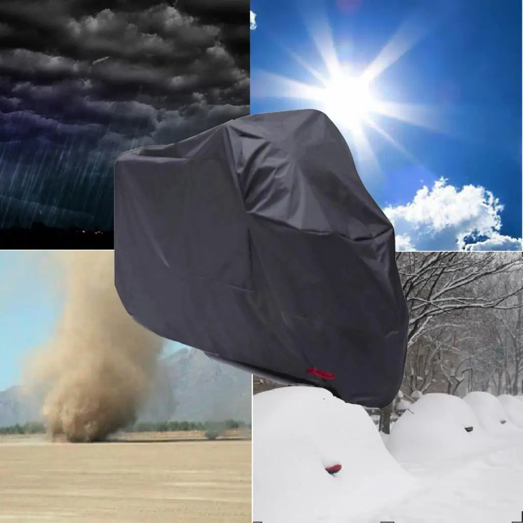 

Durable Motorcycle Cover Motorbike Outdoors W/ Lock Hole 2XL Black