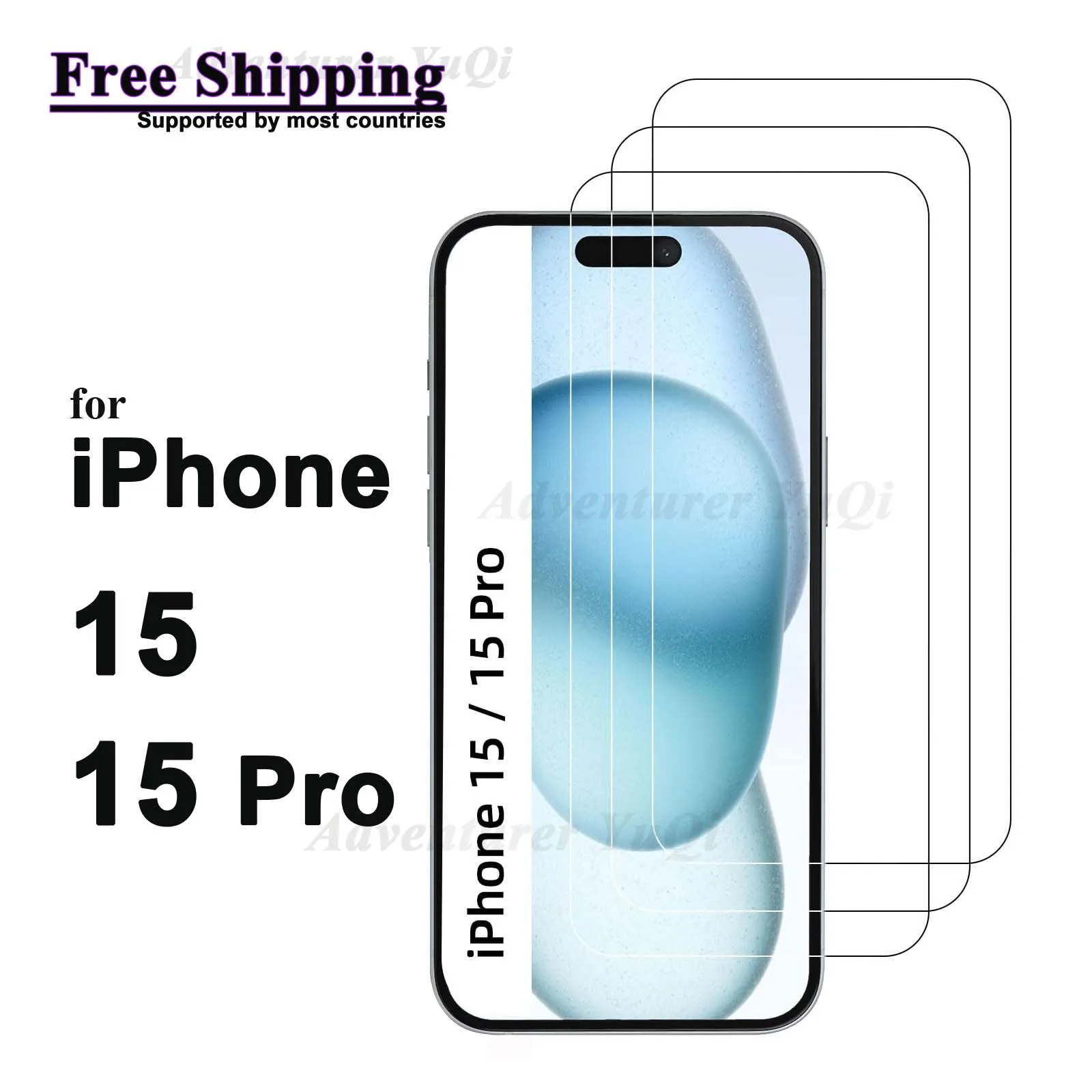 

Screen Protector for iPhone 15 15 Pro Tempered Glass Crystal HD 9H Transparent Clear Anti Scratch Case Friendly High Aluminum