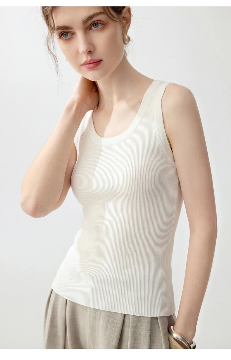 WinvyNee Women Pure Worsted Wool Camisole Solid Striped Round Neck Soft Cool Elegant Autumn Winter Knit Sling Vest ZC1817010