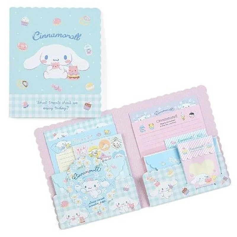 Kawaii Sanrio Anime Japanese Writing Letter Raft Cute Cartoon Hello Kitty Kuromi Envelope Set Waterproof Stickers Girl Gift Toys