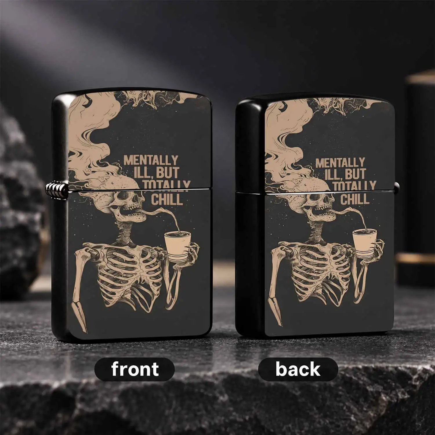 Creative Skeleton Pattern Lighter, Stylish Fun Casual Portable Ignition Accessory, Suitable For Daily Multi-Scene Use, Exquisite Unique Practical Gift For Friends, Cool Aesthetic Decorative Carry-On Item For Daily Outdoor Indoor Occasions A