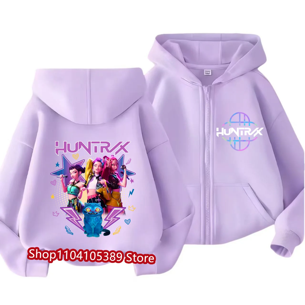 K-pop شيطان الصيادين سستة هوديس لفتاة معطف مقنع الخريف رقيقة البلوز طويلة الأكمام ملابس الاطفال سترة مقنعين عادية #1